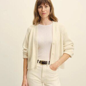 Buck Mason Highland Alpaca Boxy V-Neck Cardigan Natural Size M